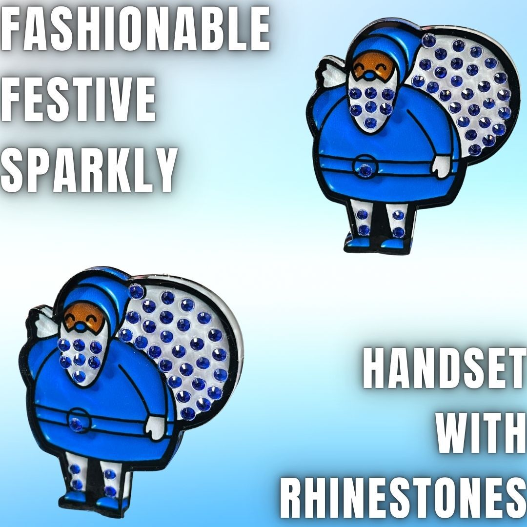 Rhinestone Blue Santa Acrylic Pin