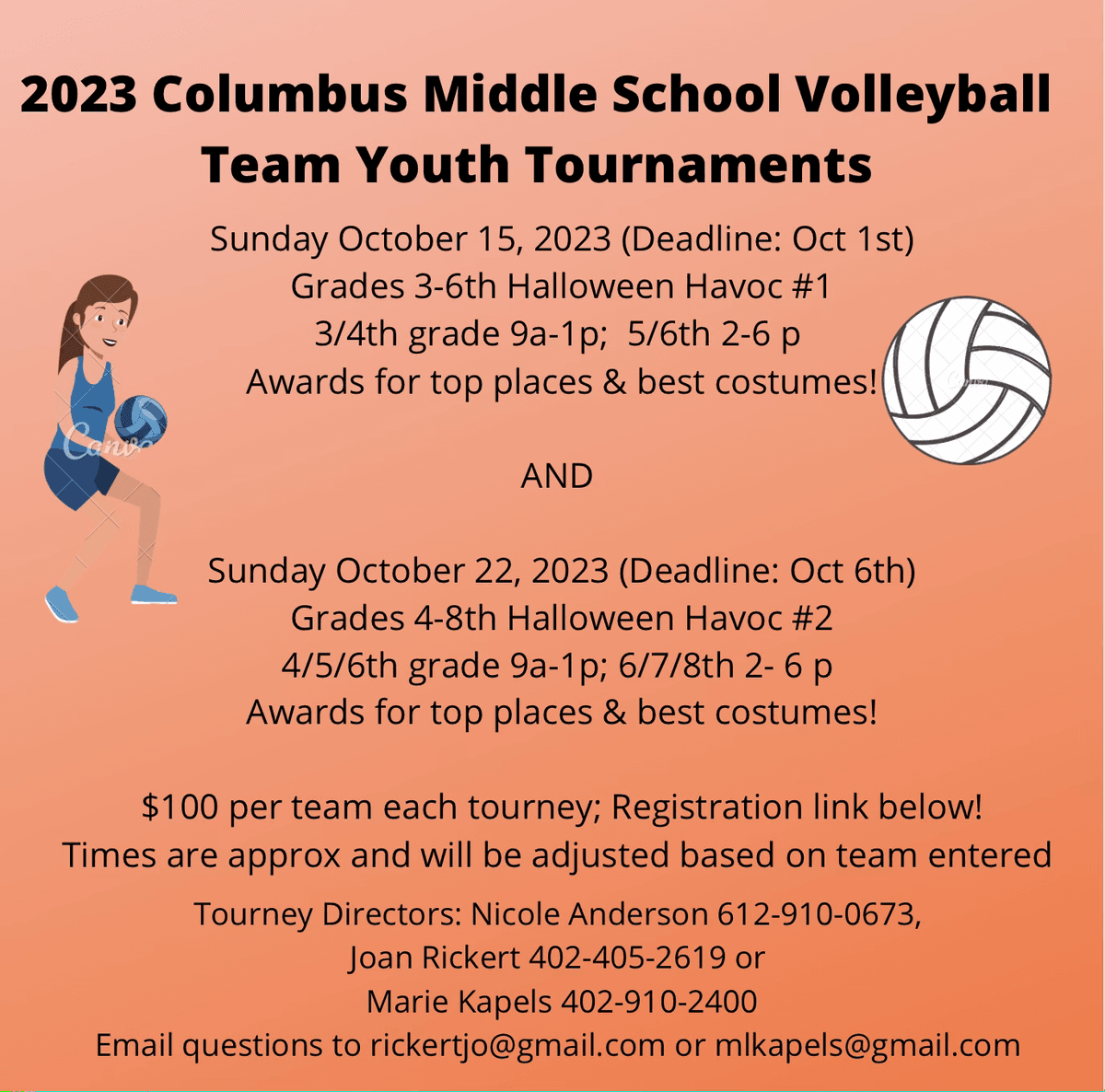 CMS Youth Volleyball Tournament Halloween Havoc 1 Event Calendar