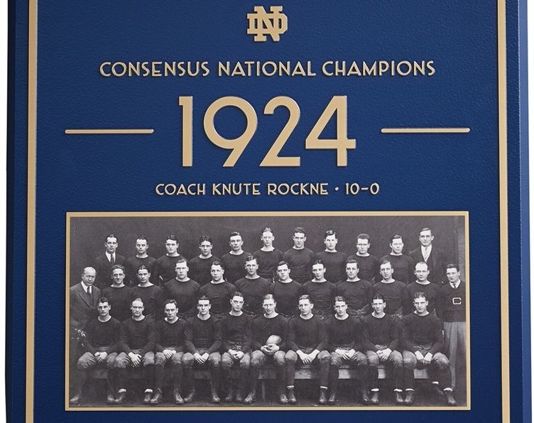 M7818 - Precision Machined and Photo Etched Brass Plaque for a Consensus National Champions football team in 1924 (with Knute Rockne as Coach)