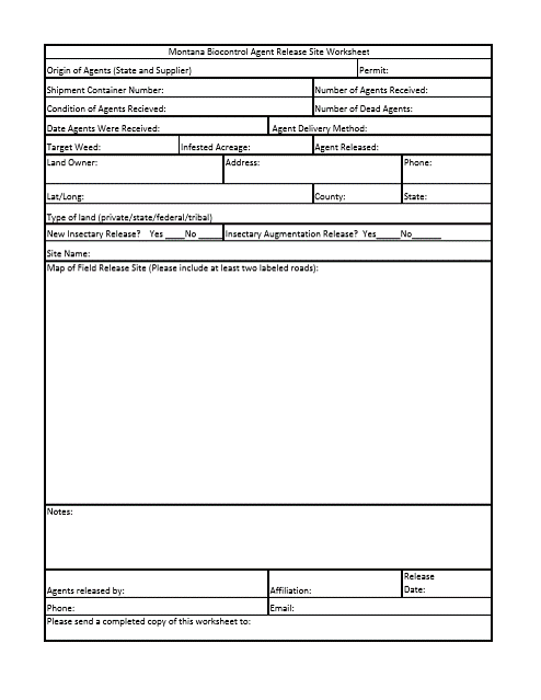 Biocontrol agent release worksheet