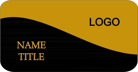 BLACK AND GOLD TWO TONE NO BLING SWIRL NAME BADGE