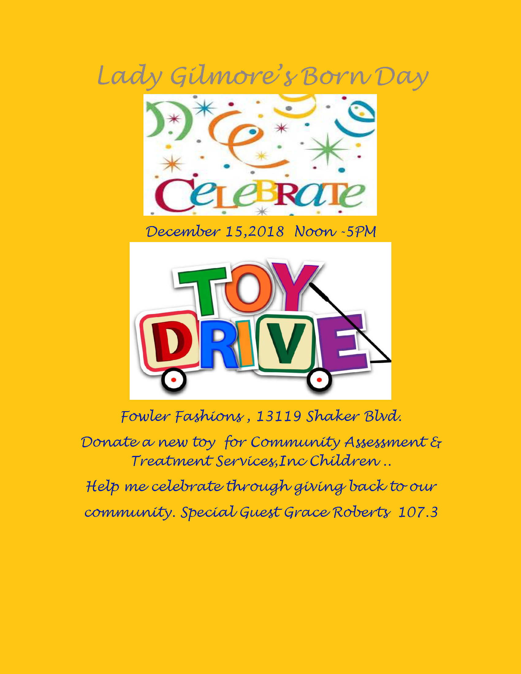 Lady Gilmore's Born Day Toy Drive