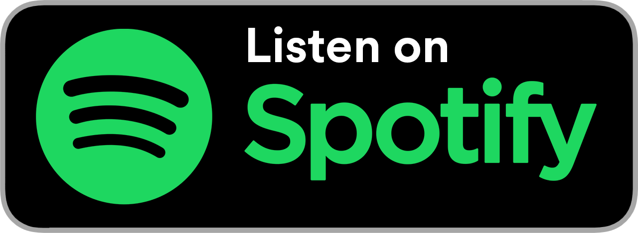 Green Spotify logo. Green Circle with sound waves in black. To the right of the logo, words that says Listen on Spotify.