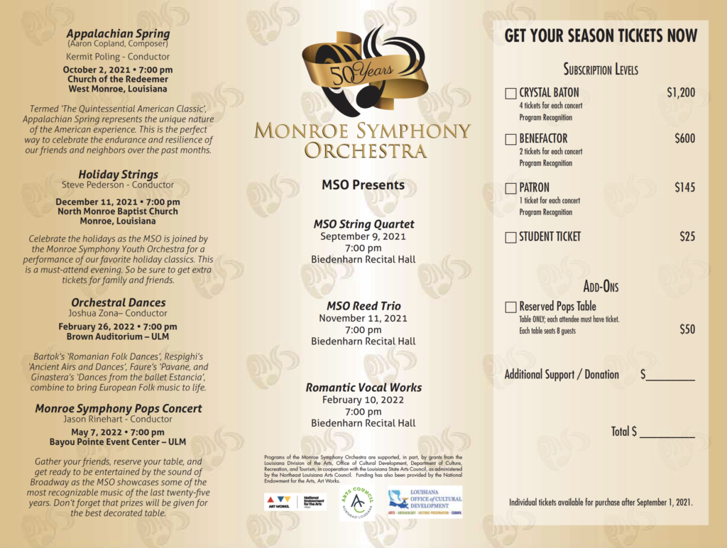 Monroe Symphony Orchestra 50th Season