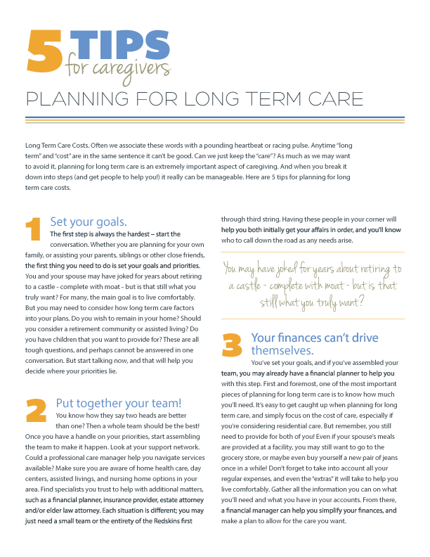 5 Tips for Planning for Long Term Care
