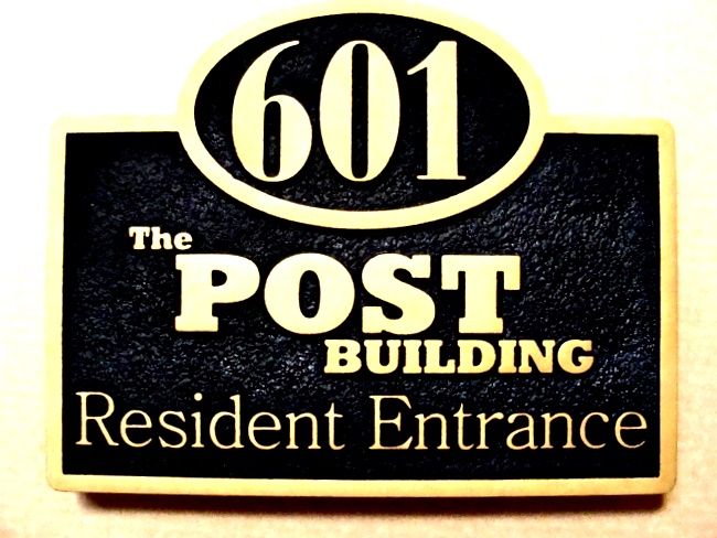 KA20636 - Large Carved HDU Address Sign for the Post Building (Condominiums) Residence Entrance