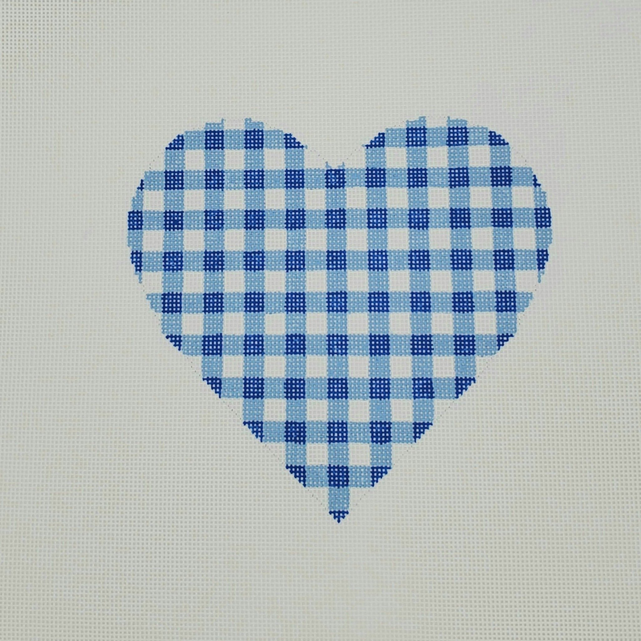 Gingham Heart Small, Blue