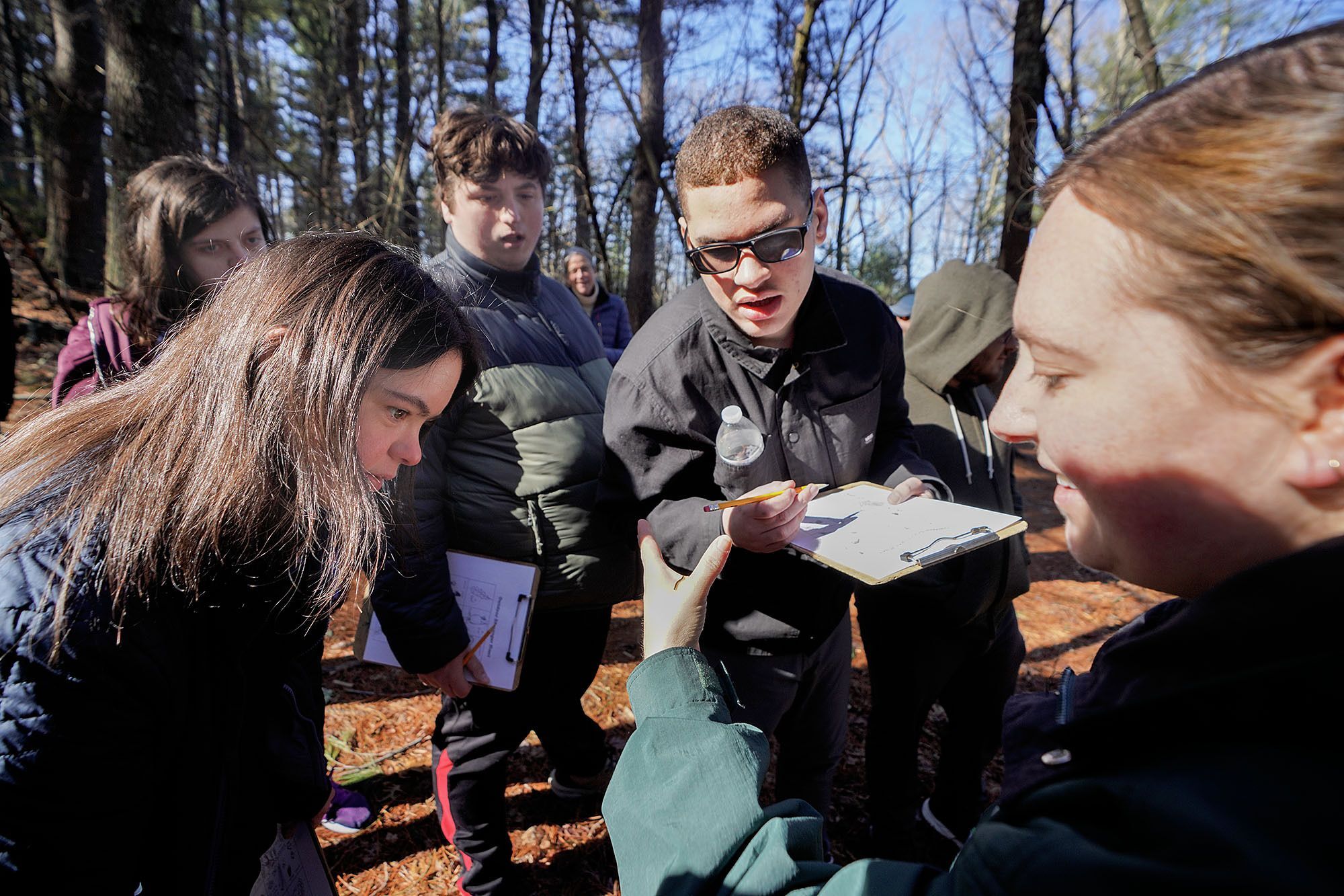 Audubon Educator Kate Swain on the trail with Cumberland High Schools Students