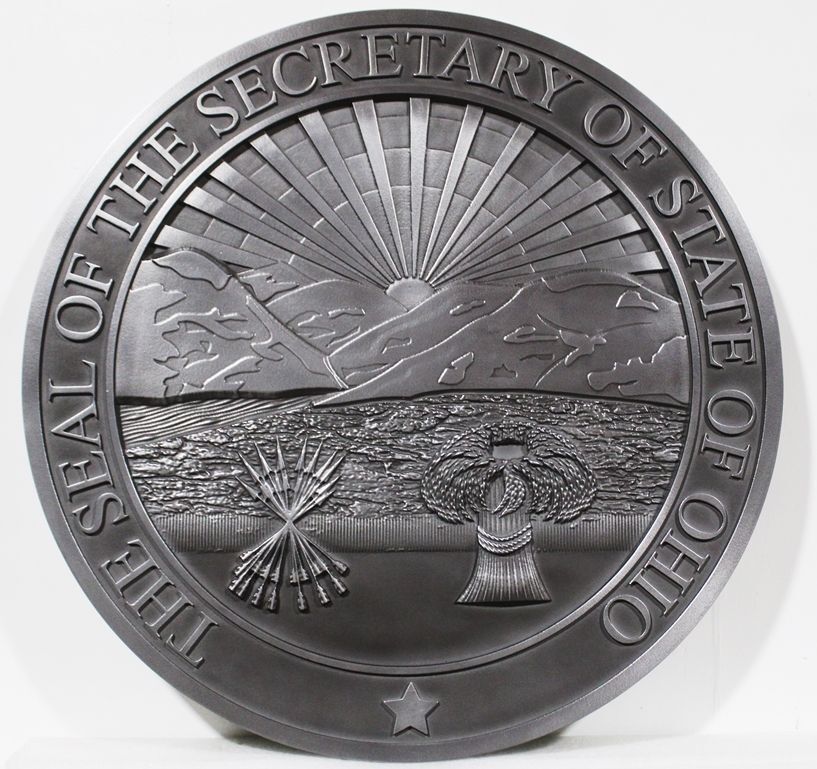 BP-1433 - Carved Aluminum Plaque of the Secretary of State of Ohio