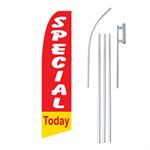 Special Today Red/Yellow Swooper/Feather Flag + Pole + Ground Spike