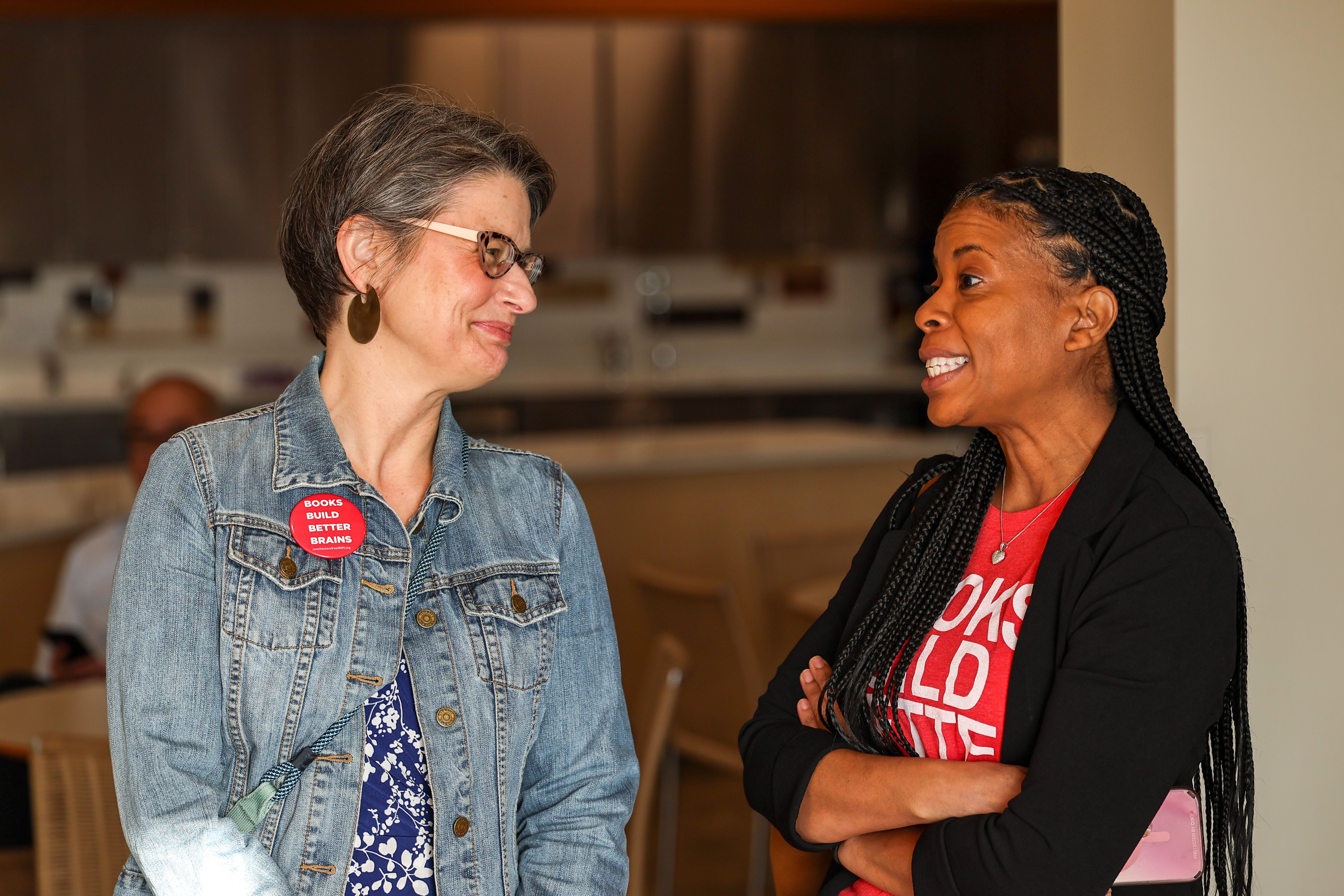 Woman speaks at podium