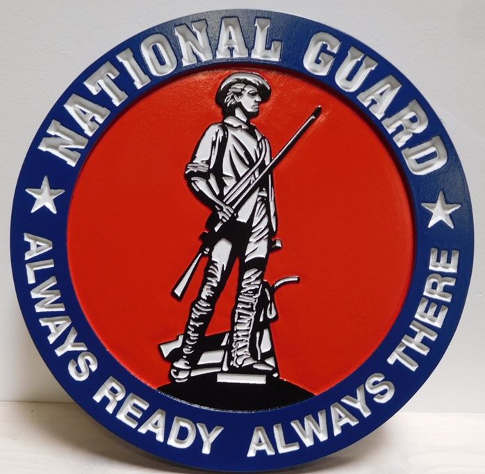 IP-1732 - Carved Plaque of the Seal of Department of Defense National Guard Bureau, 2.5-D Artist-Painted