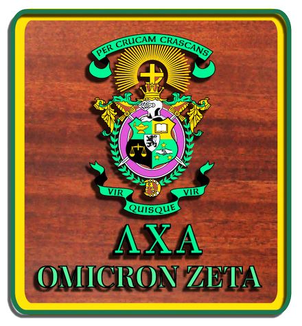 Y34552 - Carved 2.5-D HDU on Redwood Wall Plaque for Lambda Chi Alpha Fraternity Coat-of-Arms 