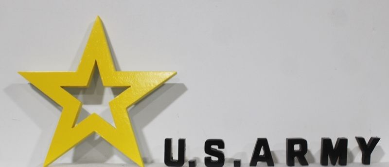 MP-1160 - Carved Plaque of the Star  Emblem  of the US Army,   Aluminum Plated