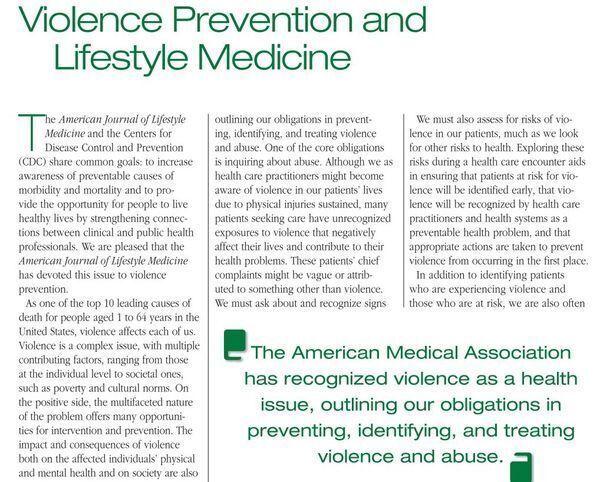 Violence Prevention and Lifestyle Medicine 