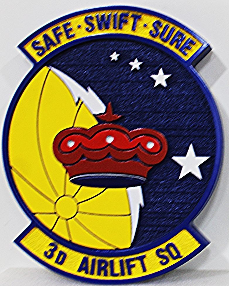 LP-5646 - Carved 2.5-D Plaque of the Crest of the 3rd Airlift Squadron