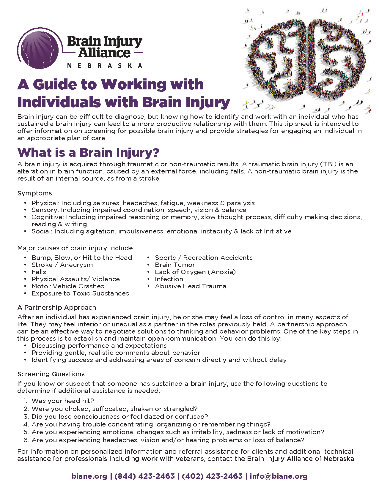 A Guide to Working with Individuals with Brain Injury 