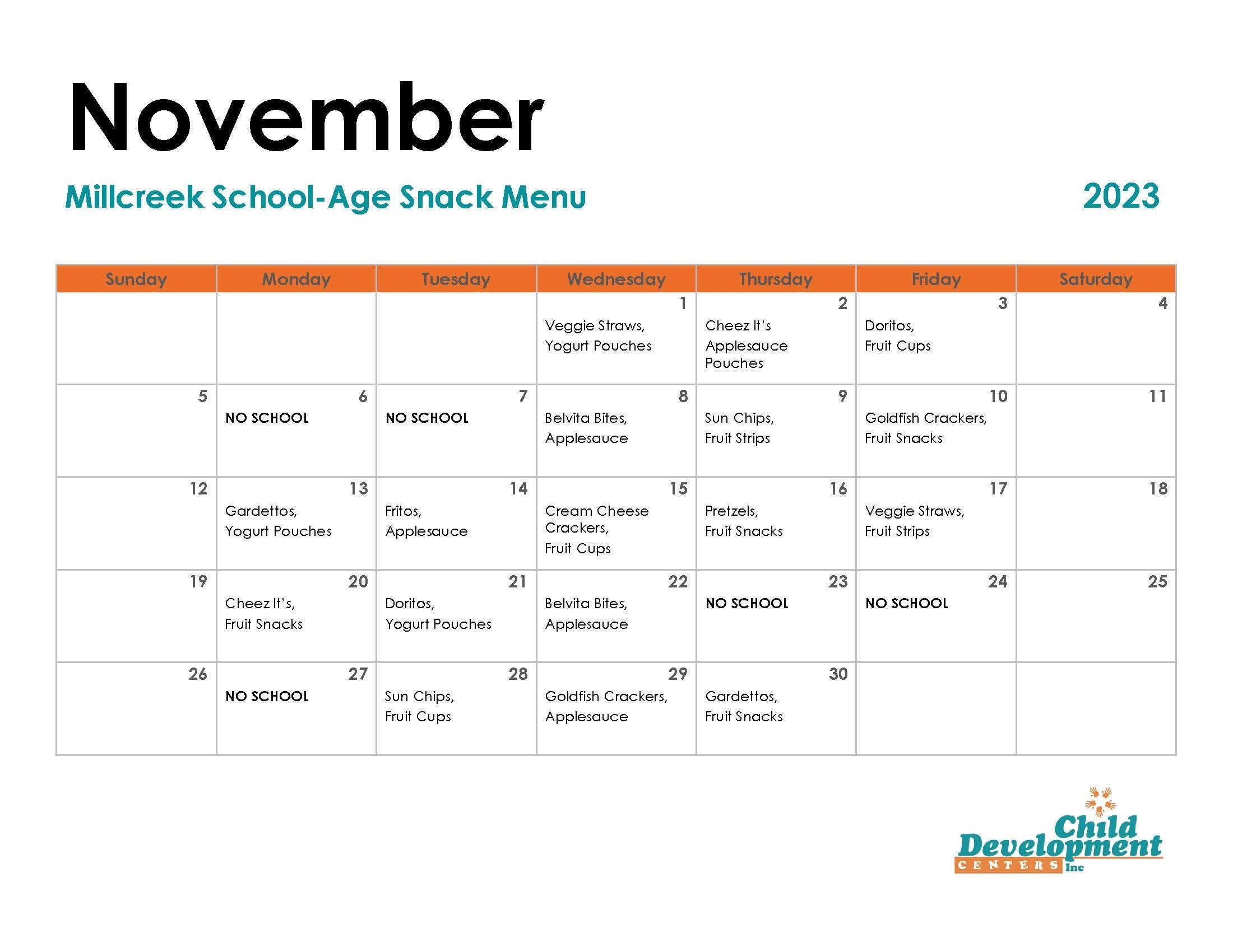 Snack Menu