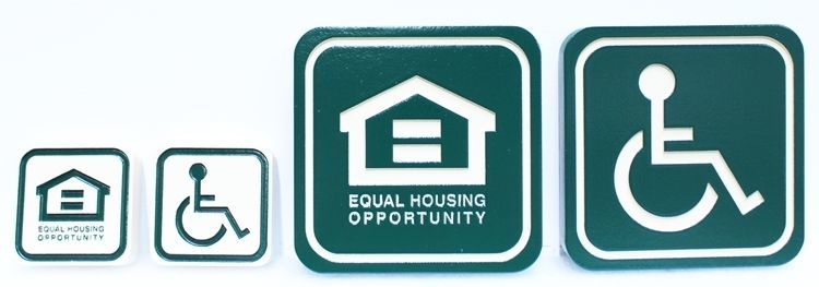 K20775 -- Carved 2.5-D Raised Relief High-Density-Urethane (HDU)  Handicapped and Equal Opportunity Housing Signs
