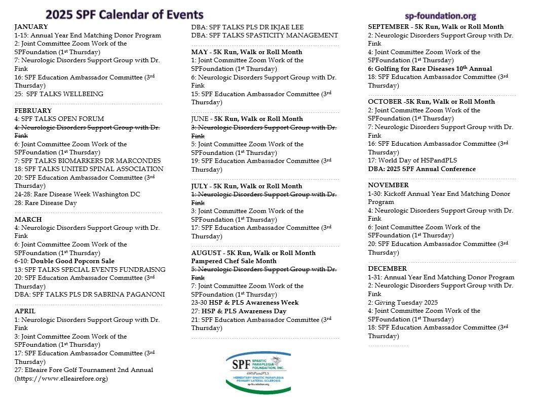 2025 SPF Calendar of Events