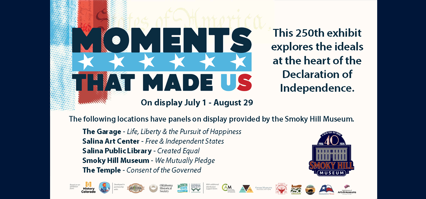 Moments that Made US logo with information about the exhibit.