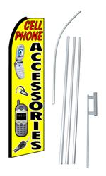 Cell Phone Accessories Yellow Swooper/Feather Flag + Pole + Ground Spike
