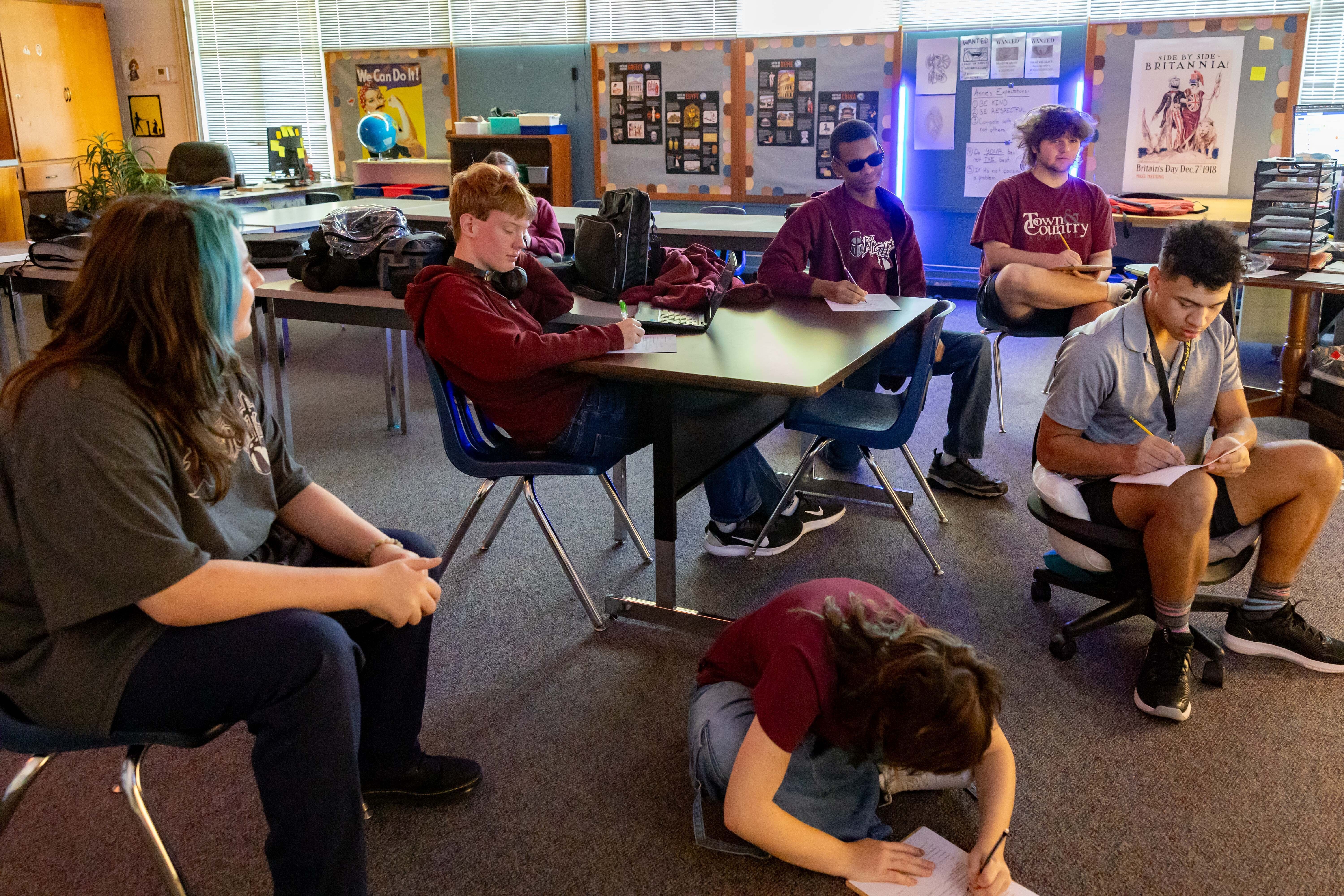 Students watching a teacher 