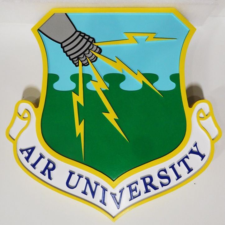 LP-8420 - Carved Shield Plaque of the Crest of the Air Force Air University, Artist Painted