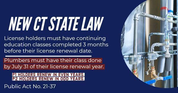 New CT State Law License holders must have continuing education classes completed 3 months before their license renewal date.