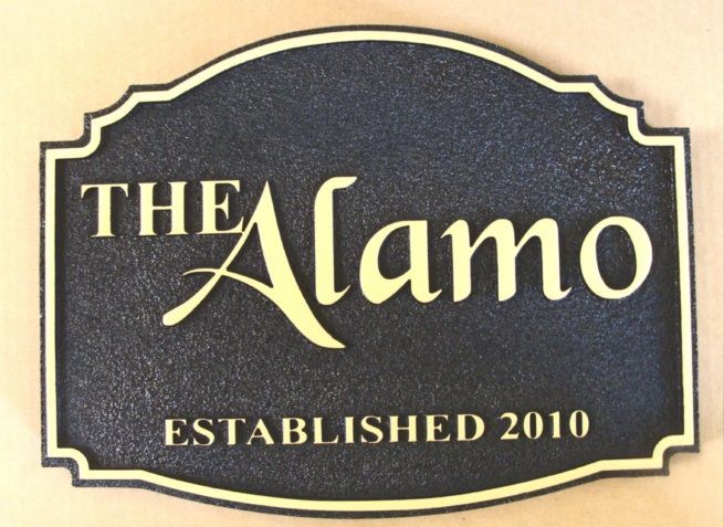 RB27140 - Black & Gold Hotel Bar "The Alamo" Sign