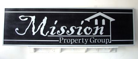 C12333 - Silver and Black Carved  HDU Real Estate Sign