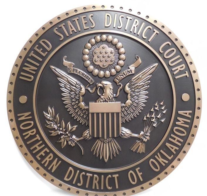 FP-1270- Plaque of the Seal of the US District Court, Northern District  of Oklahoma, 3-D  Bronze-plated
