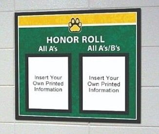 Honor Roll school sign in green/yellow with paper holder, school signs, custom signs
