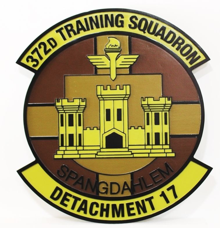LP-7228 - Carved 2.5-D Raised Relief HDU Plaque of the Crest of the 372nd Training Squadron, Detachment 17