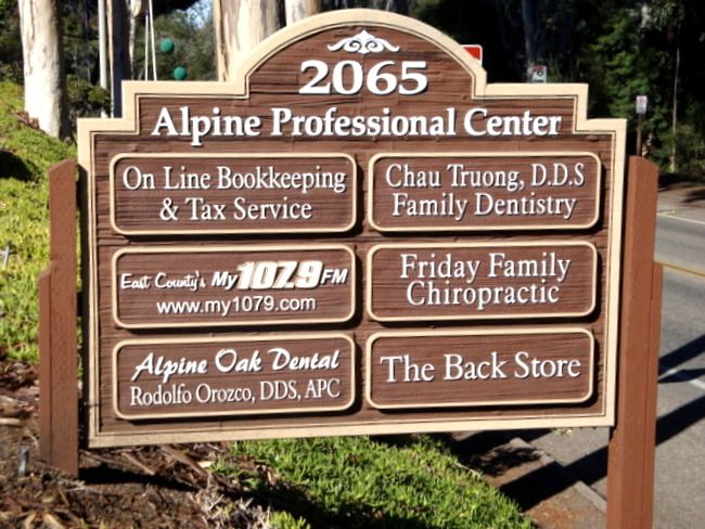 BA11515 - Large Carved  Directory Sign for Strip Mall with Two Dental Offices Listed
