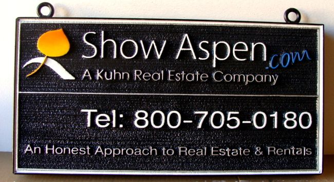 C12332 - Carved Wood Real Estate Company Sign