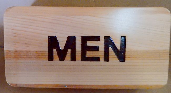 RB27193 - Engraved Cedar Wood Men's Restroom Sign