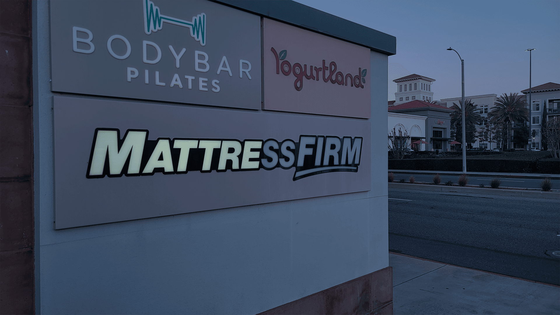 Monument sign half lit