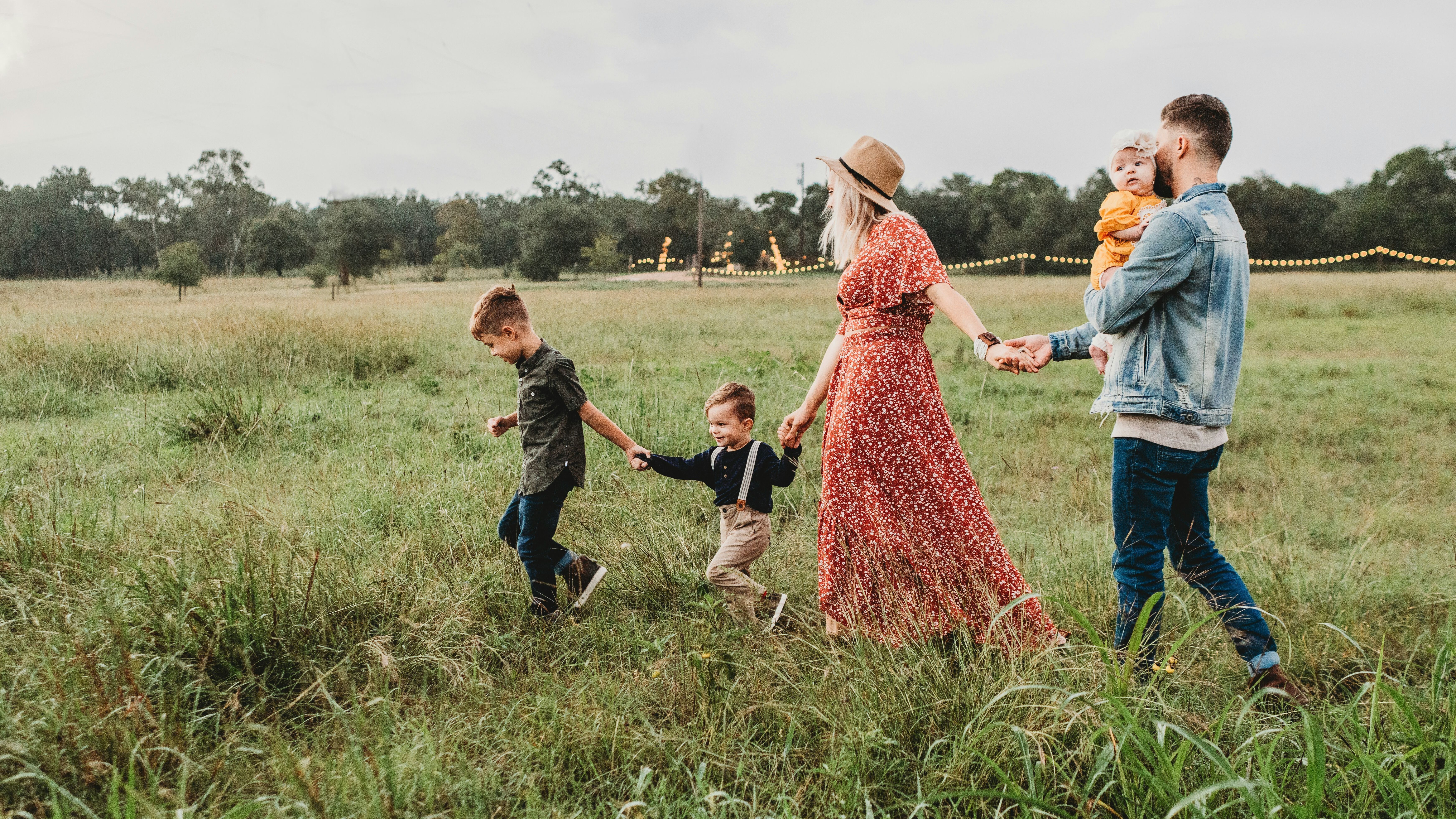 Parents with three children