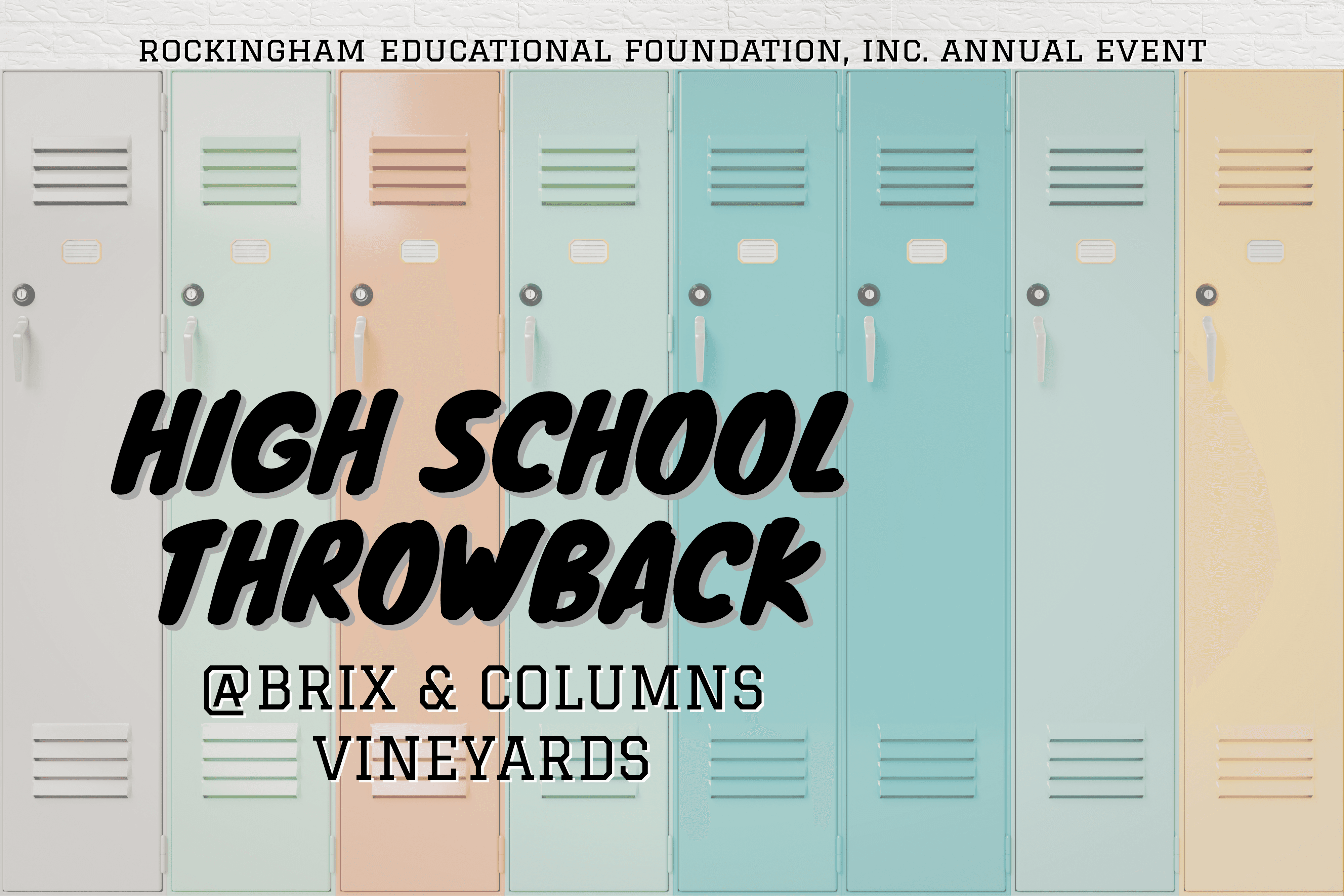 set of lockers with "high school throwback" at brix and columns