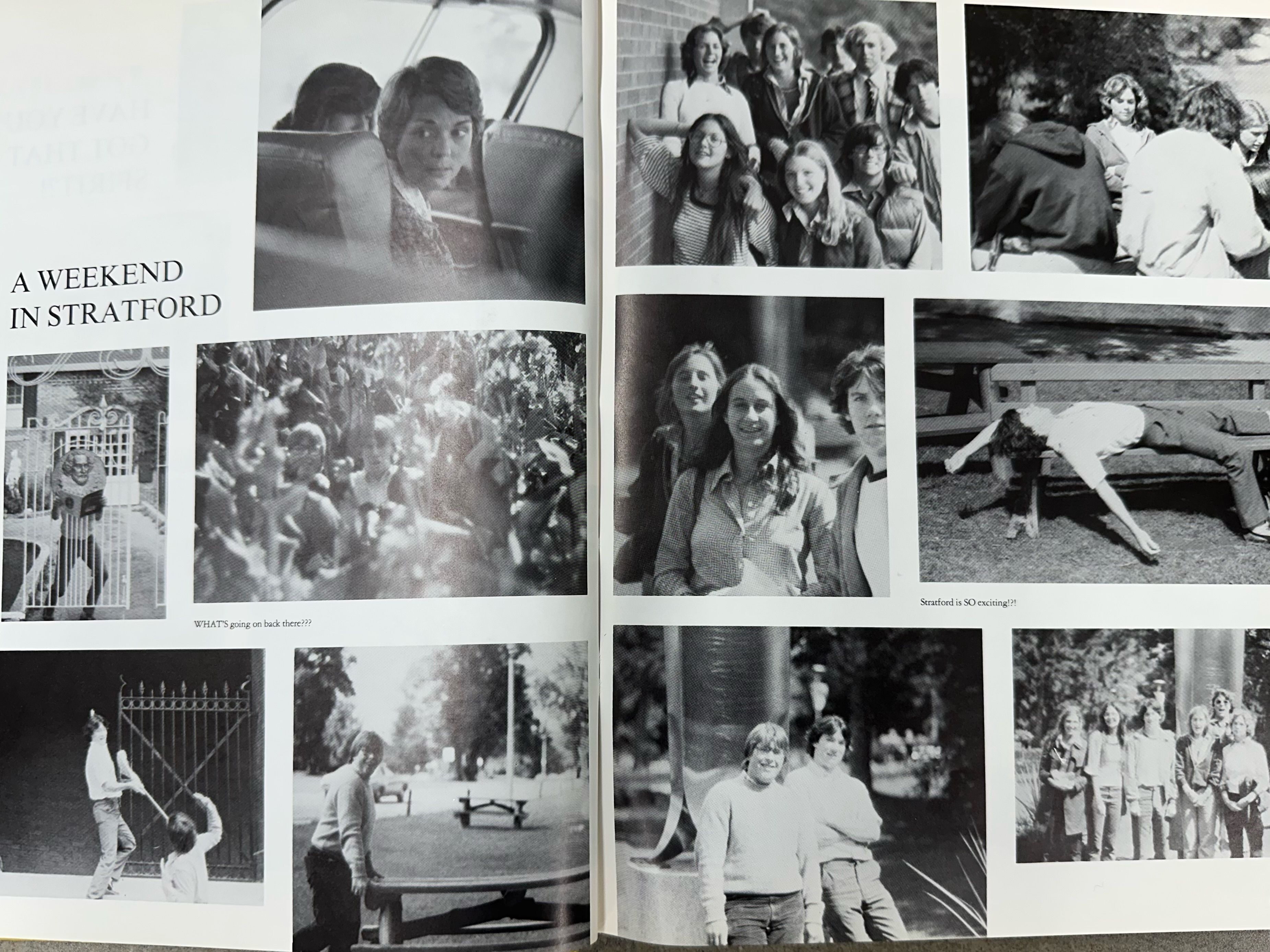yearbook photos of Stratford trip from 1976