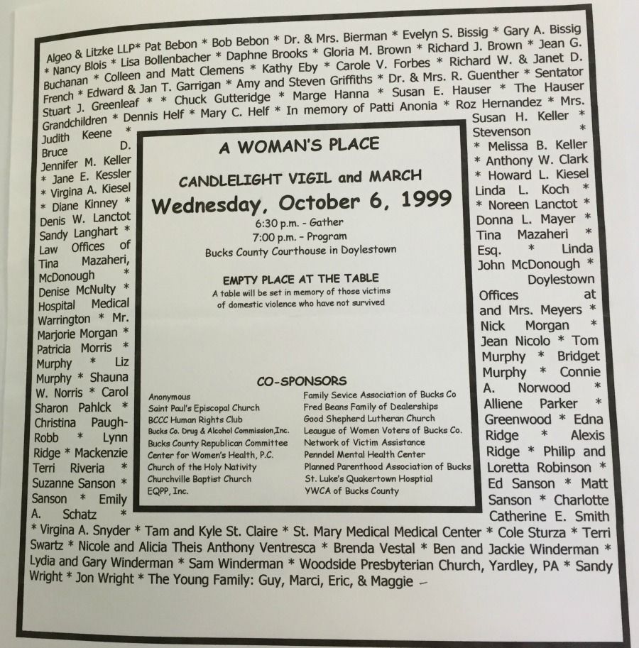 The program for AWP's 1999 Candlelight Vigil.