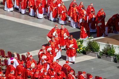 Cardinals process during the funeral of Pope Francis at St. Peter’s Square, Saturday, April 26, 2025. | Credit: Bénédicte Cedergren/EWTN News
