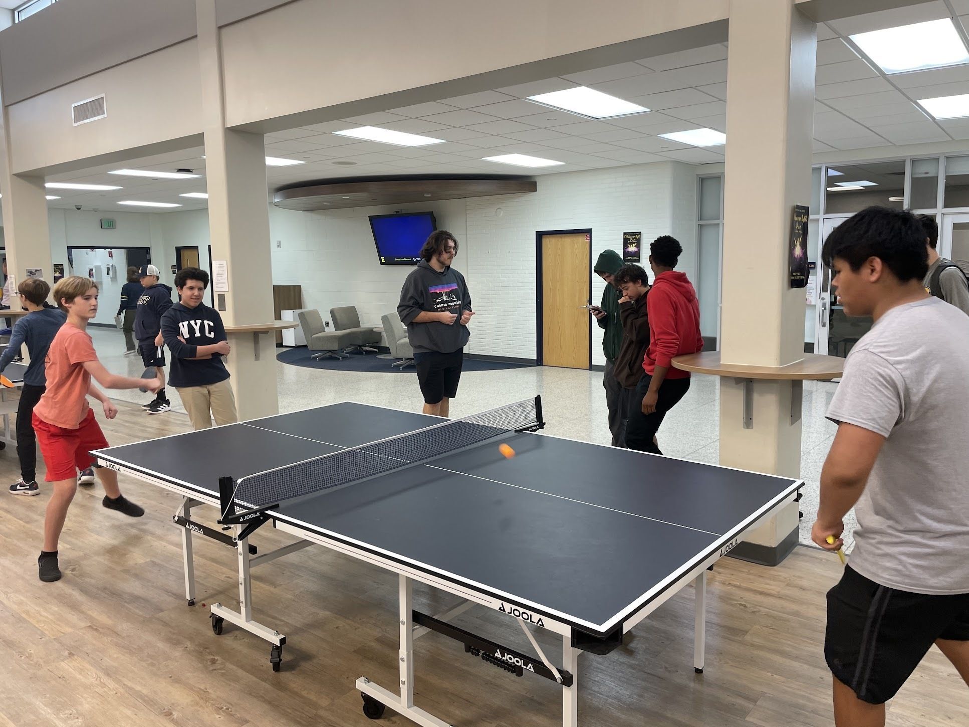 photo of ping pong in high school lunchroom