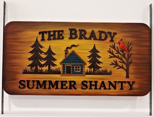 M22063A - Carved and Sandblasted HDU Sign for "The Brady Summer Shanty"