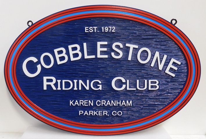 P25329 Carved and Sandbl;asted Wood Grain Entrance sign for the "Cobblestone Riding Club" 