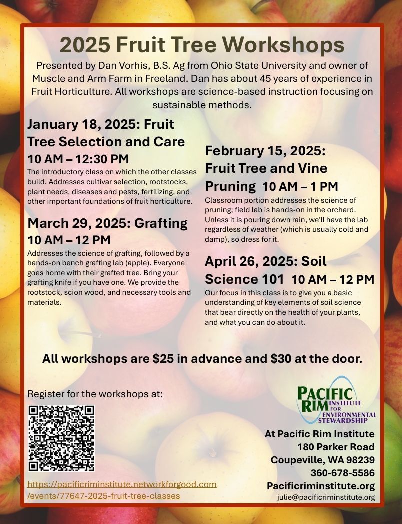 The flyer for the 2025 Fruit Tree Classes