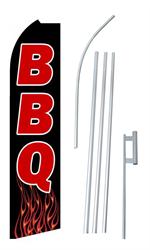 BBQ with flame Swooper/Feather Flag + Pole + Ground Spike