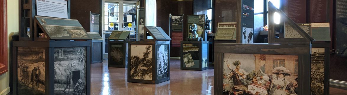 Exhibit display developed by the Smoky Hill Museum on World War one for the exhibit "Live in the Trenches" "Life in the Trenches".