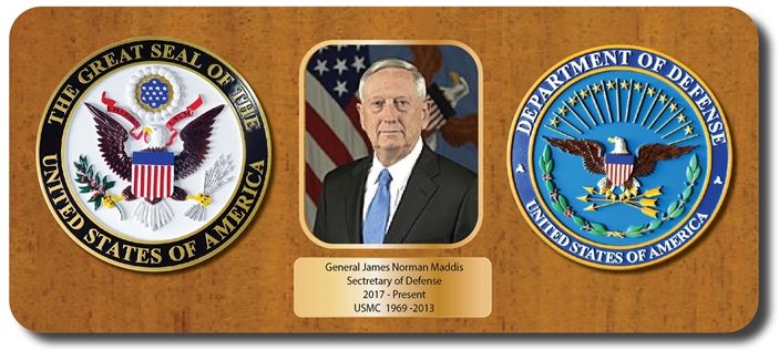 IP-1130 - Commemorative Mahogany Plaque for Secretary of Defense with Giclee Photo Appliques for Secretary of Defense